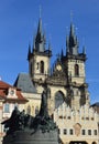 Gothic Church of Our Lady before TÃÂ½n and Jan Hus Memorial Prague Czech Republic 